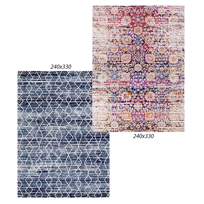 Zaire Power Loomed Blue Modern Rug 3D model image 1