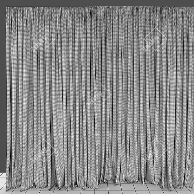 Elegant Curtains and Tulle Set 3D model image 3