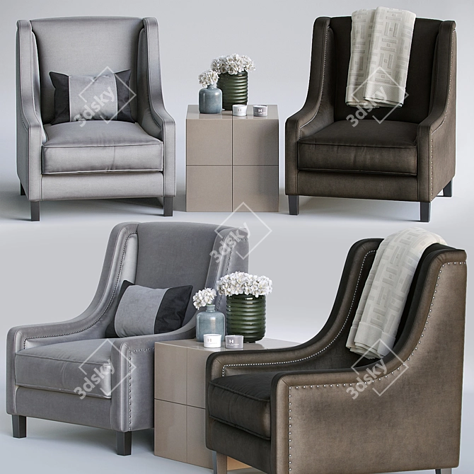 Emma Chair Set: Elegant and Versatile 3D model image 1