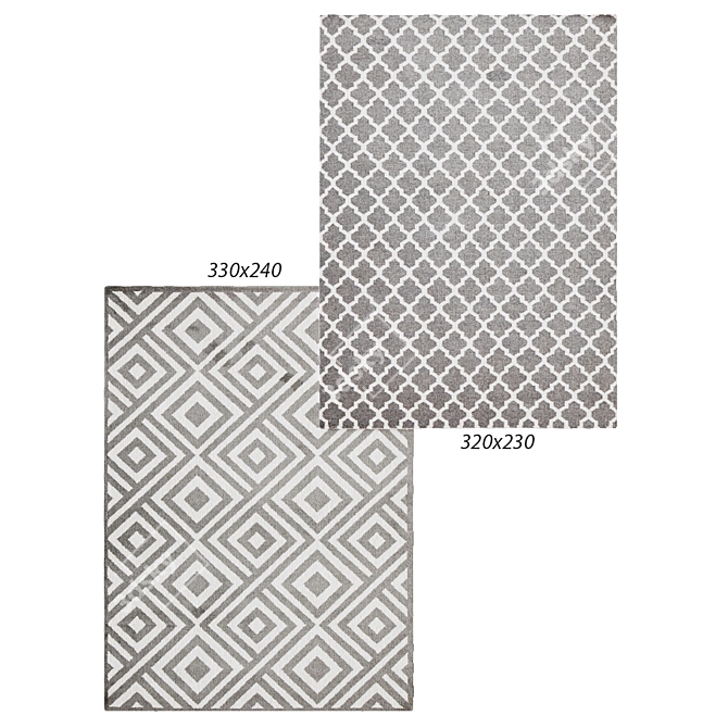 Gray Trellis Wool Flat Weave Rug: Stylish and Versatile 3D model image 1