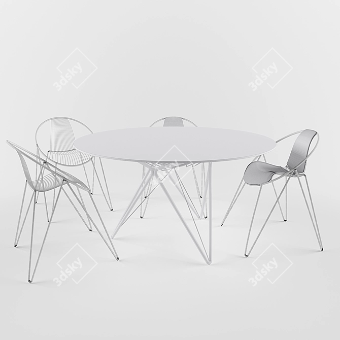 Elegant O Chair & Table Set 3D model image 3