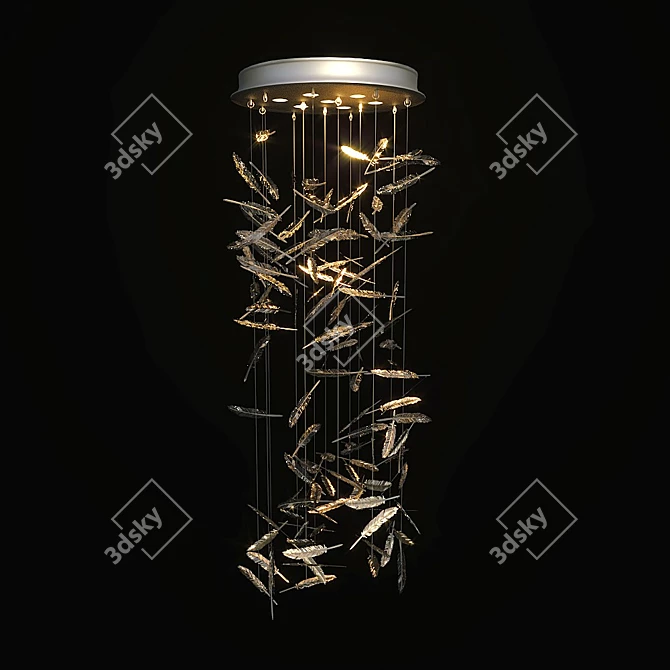 Crystal Plumes Wired Custom Lighting 3D model image 1