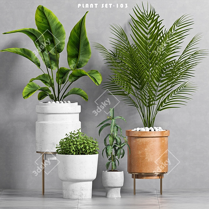 Botanical Bliss: Decorative Planter Set 3D model image 1