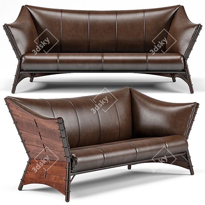 Pacific Green Kiribati 3-Seater Sofa: Elegant and Comfortable 3D model image 1