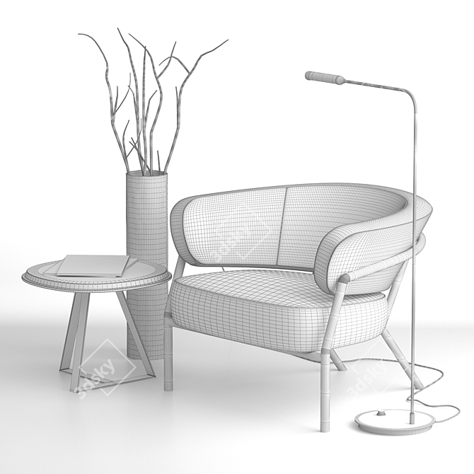 Elegant Meridiani Nani Small Armchair 3D model image 2