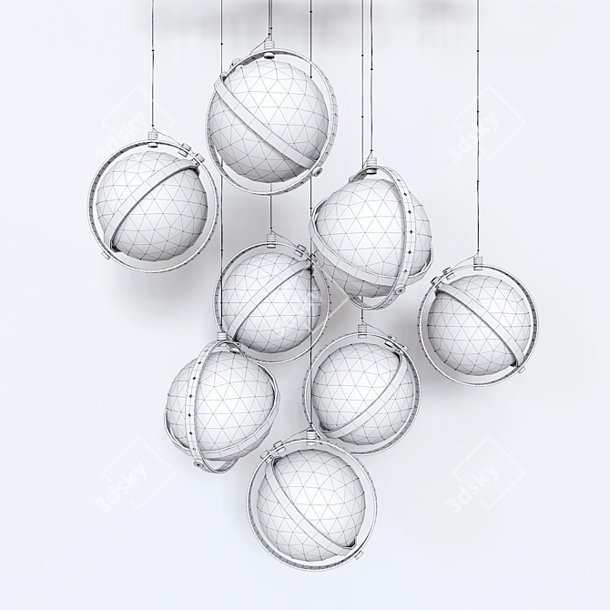 Satin Gold Vega Pendant Set - Elegant Lighting Collection 3D model image 2