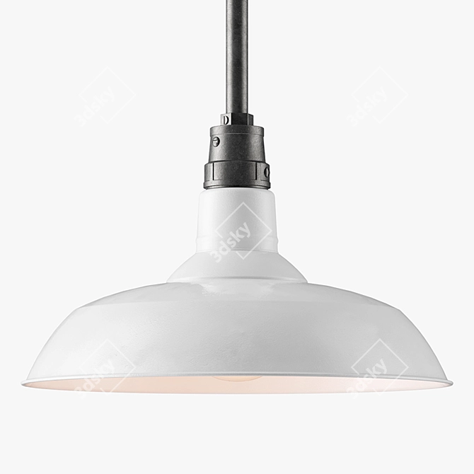 Vintage Enamel Pendant Light 3D model image 1