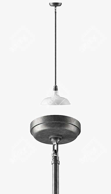 Vintage Enamel Pendant Light 3D model image 2