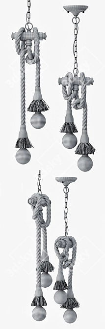 Industrial Loft Pendant Lamp with Edison Bulbs 3D model image 3