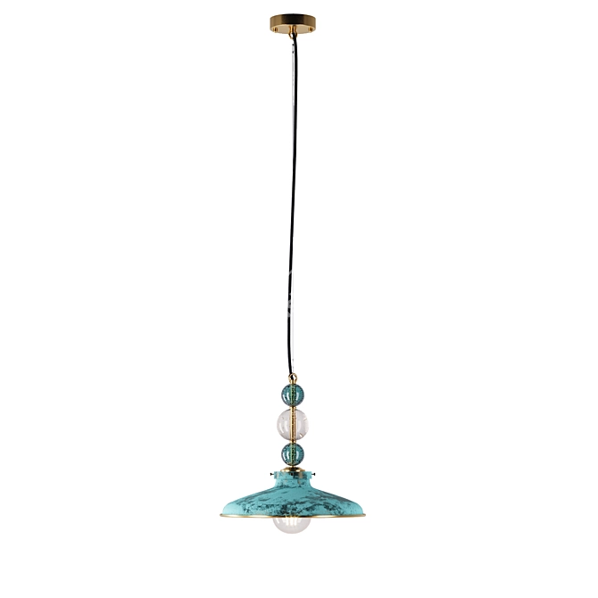 Elegant Brass Pendant with Glass Spheres 3D model image 3