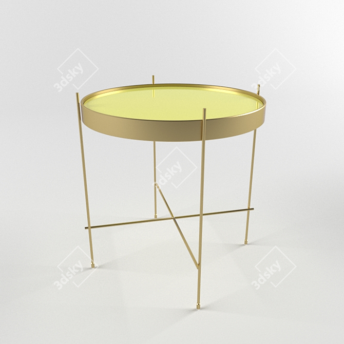 Zuiver Cupid Gold: Foldable Tempered Glass Table 3D model image 1