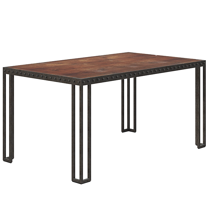 Industrial Dining Table - Rustic Style 3D model image 1