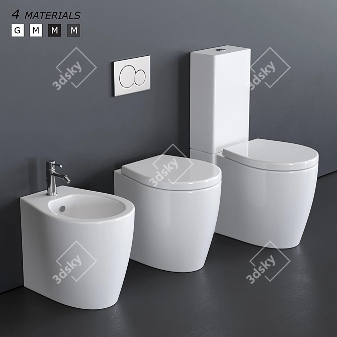 SmartB-XES Collection: GALASSIA WC with Artistic Ceramic Designs 3D model image 1