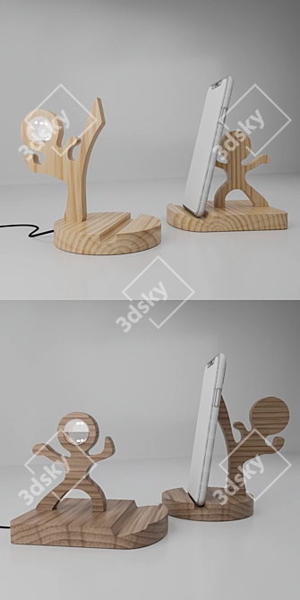 Wooden Phone Stand with Illuminated Options 3D model image 2