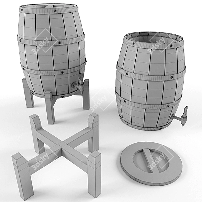 Barrel Decor 3D Model 3D model image 2