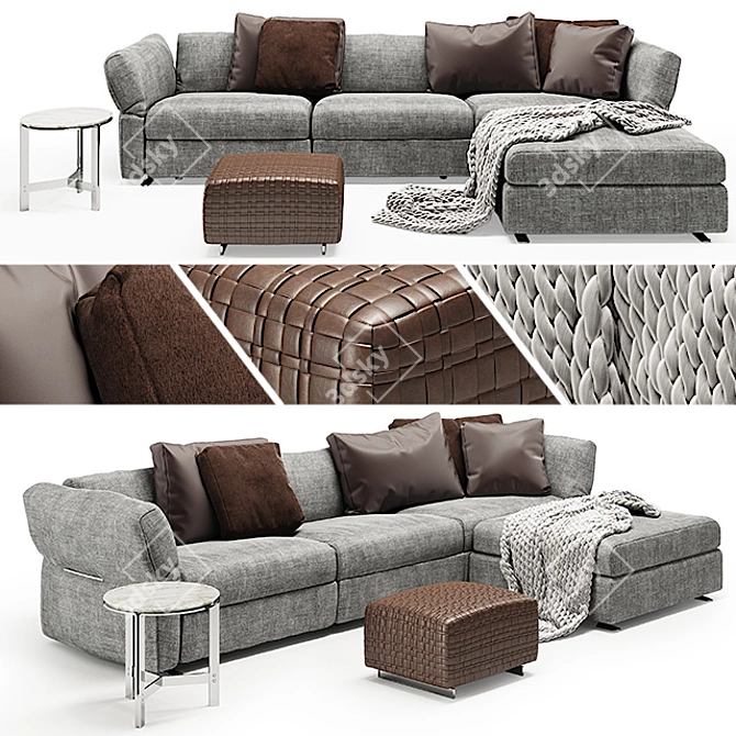 Flexform Newbridge Bangkok Clarke: Deluxe Sofa, Table & Ottoman 3D model image 1