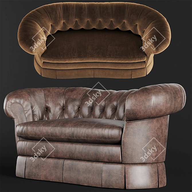 Elegant Victorian-Inspired Loveseat 3D model image 2