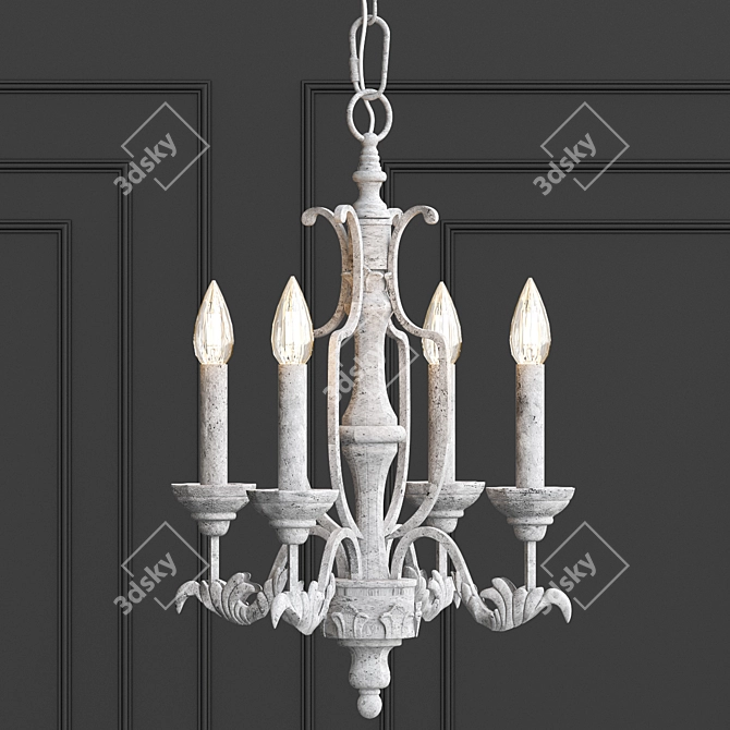 Antique-inspired Leaf Design Mini Chandelier 3D model image 1