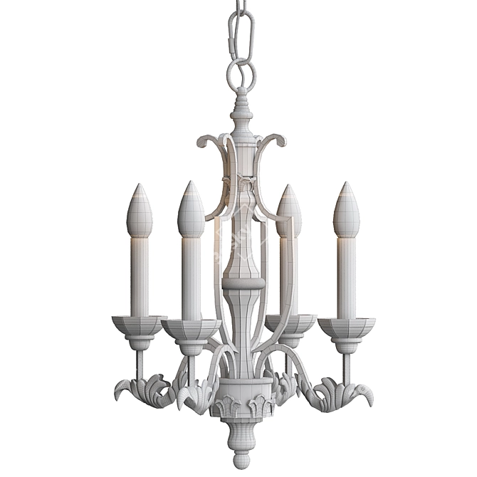 Antique-inspired Leaf Design Mini Chandelier 3D model image 3