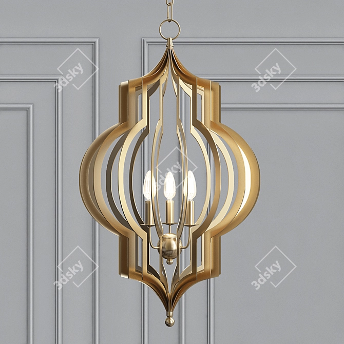 Regina Andrew Golden Pendant - Quatrefoil Inspired Design 3D model image 1