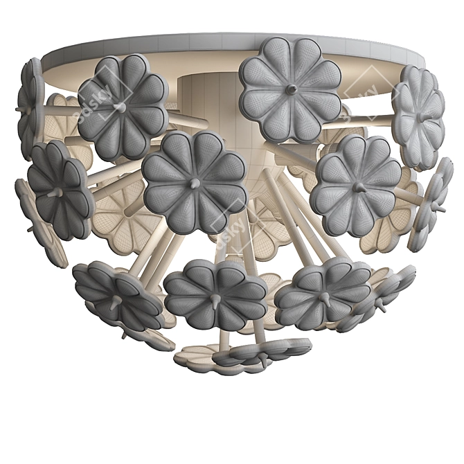 AERIN Lynn Glass Floral Flush Mount 3D model image 3