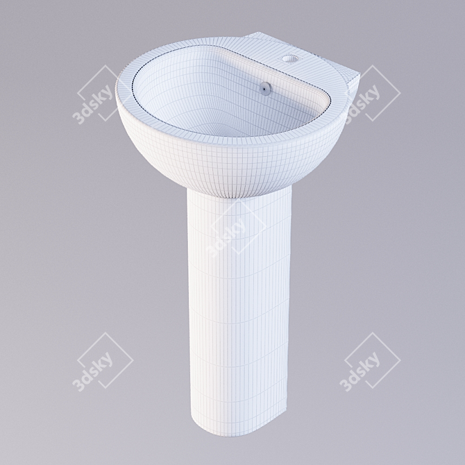 Elegant Luxe Pedestal Washbasin 3D model image 2