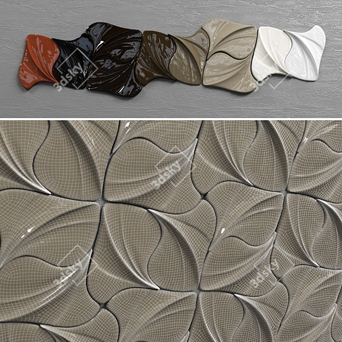 Leaf-inspired Alba Tiles 3D model image 3