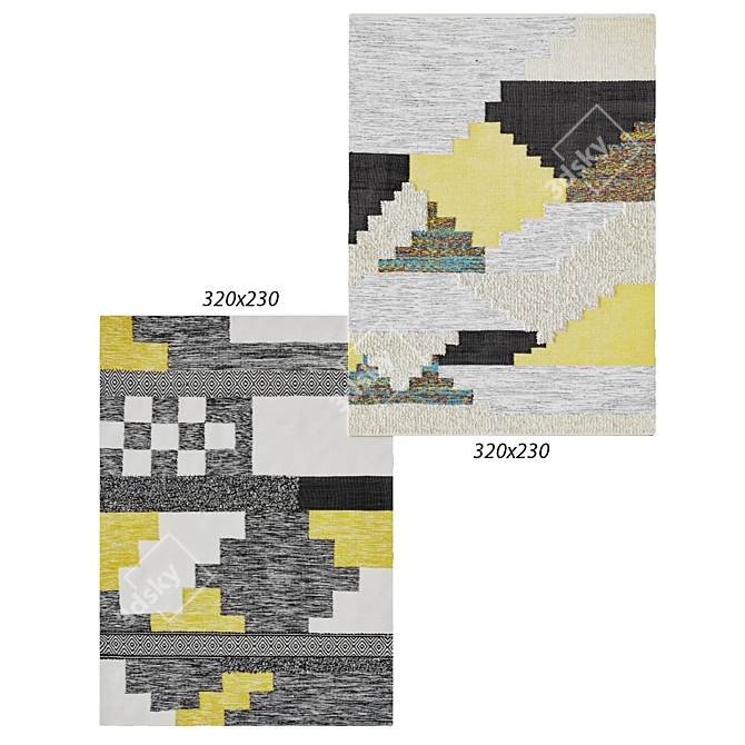 Cozy Elegance: Margot & Helene Cotton Wool Rugs 3D model image 1