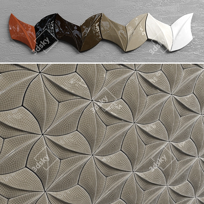 Elegant Clemati Modular Tile 3D model image 3