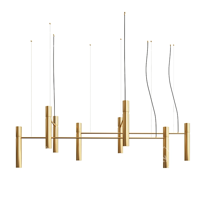 Golden Tube Chandelier: PikArt Elegance 3D model image 3