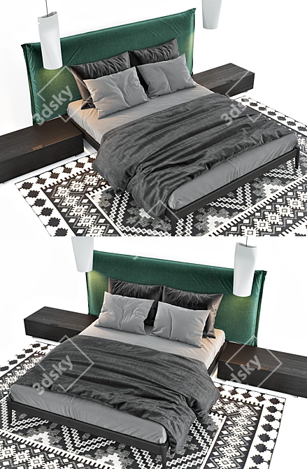 Elegant Bedframe: miniforms 3D model image 2