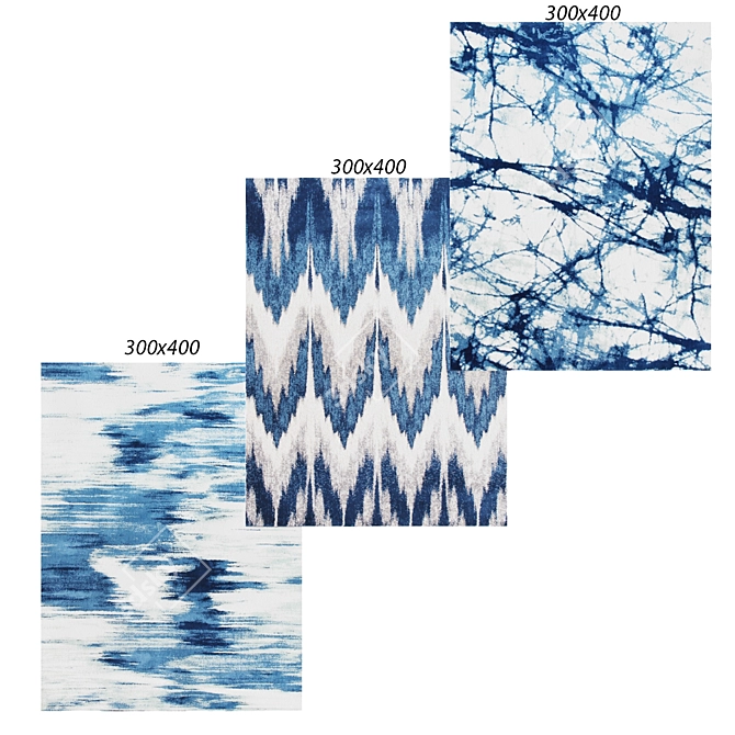 Ocean Blue Modern Soft Rug 3D model image 1