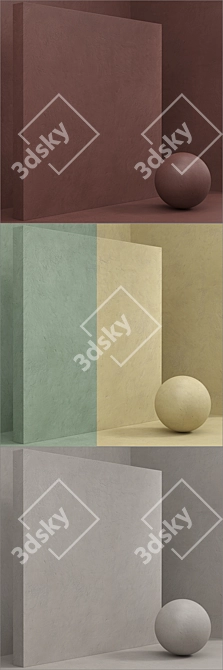 Seamless Coating & Plaster Material Set 3D model image 3