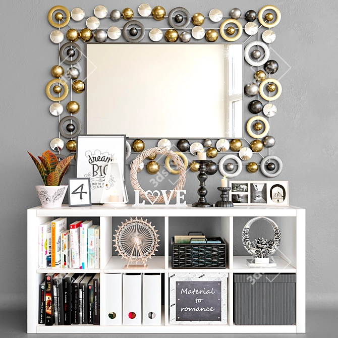 Elegant Décor Set for Dresser & Mirror 3D model image 1