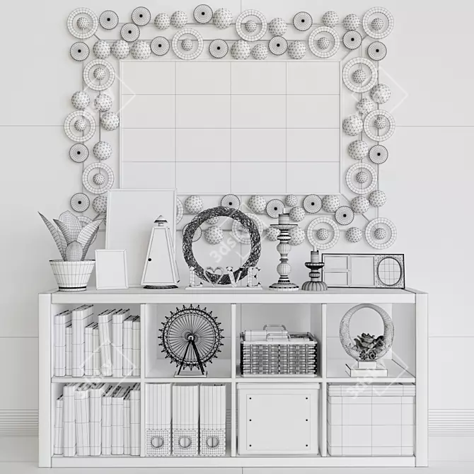 Elegant Décor Set for Dresser & Mirror 3D model image 2