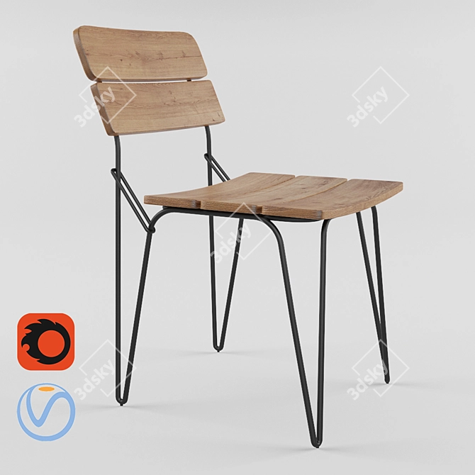 Elegant Chain Chair: Walnut and Black Frame 3D model image 1