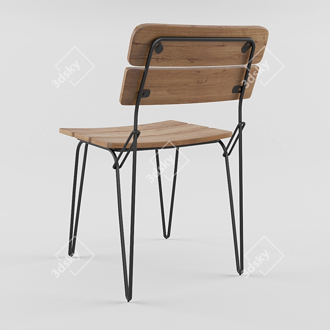 Elegant Chain Chair: Walnut and Black Frame 3D model image 3