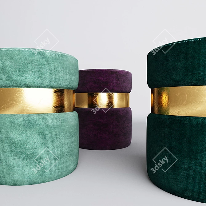 Luxury Velvet Ottoman 3D model image 2