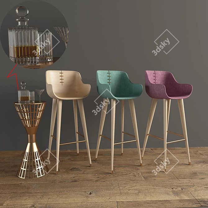 Stylish Bar Stool 3D model image 1