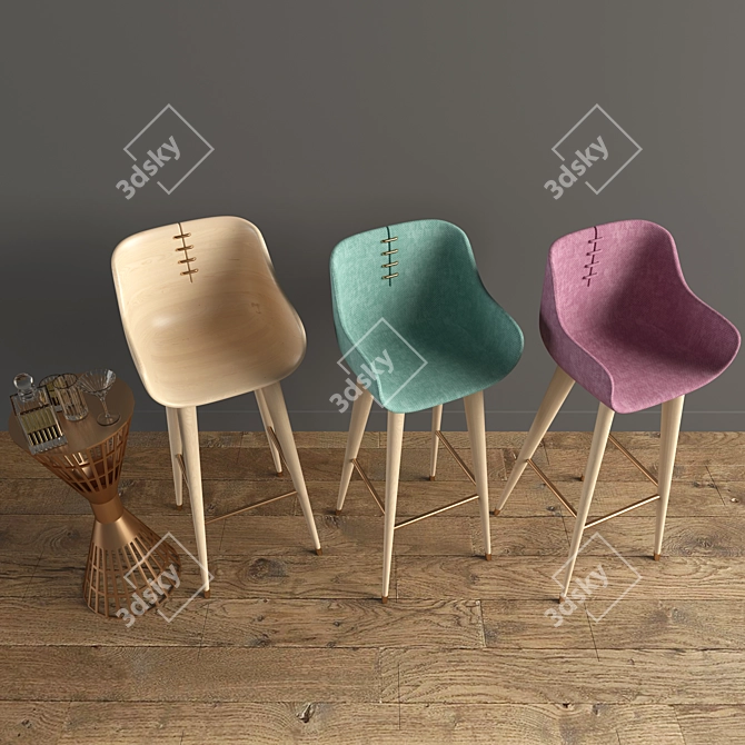 Stylish Bar Stool 3D model image 2