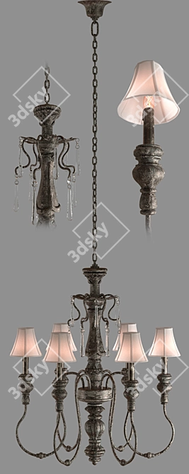 Industrial Loft Chandelier 3D model image 2