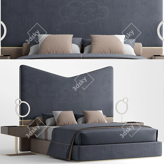 Sleek Dream Bed 3D model image 1