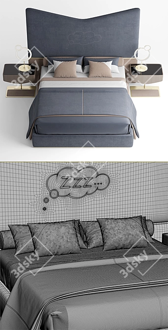 Sleek Dream Bed 3D model image 3