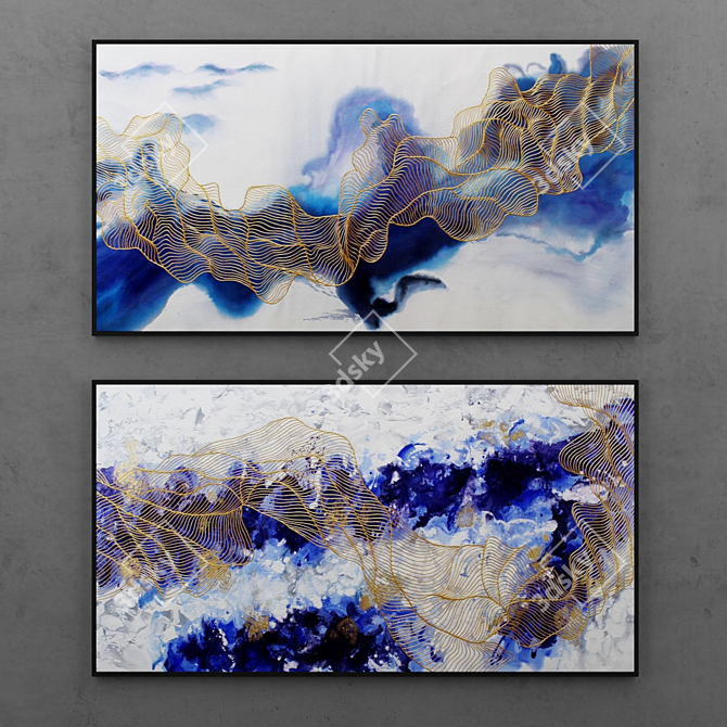 Fluid Art Abstract Paintings | Set of 13 3D model image 1