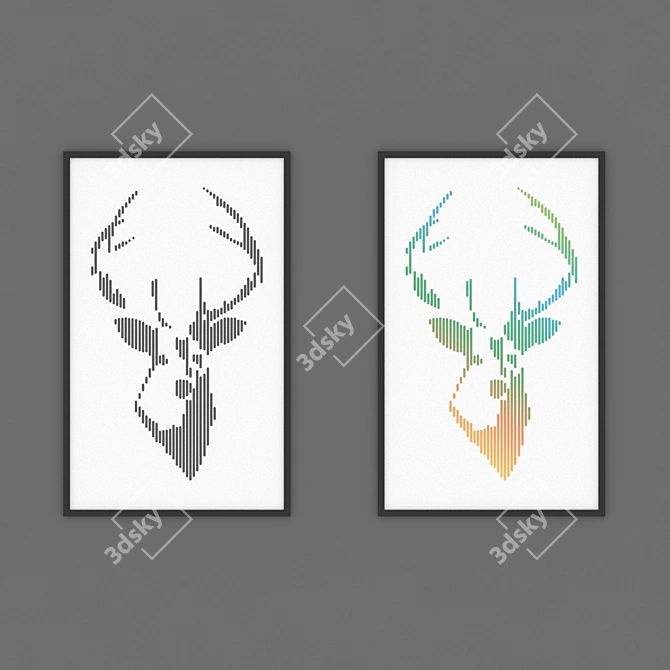 Abstract Deer Paintings 3D model image 1