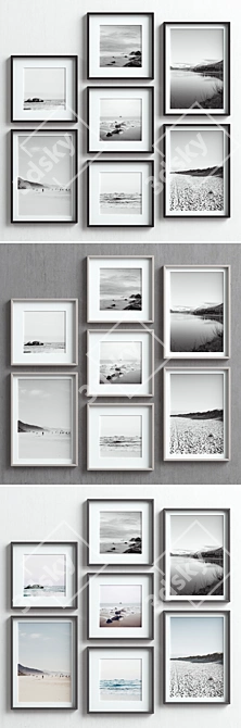 7-Piece Picture Frame Set: 4 Colors, Multiple Sizes & Textures 3D model image 2