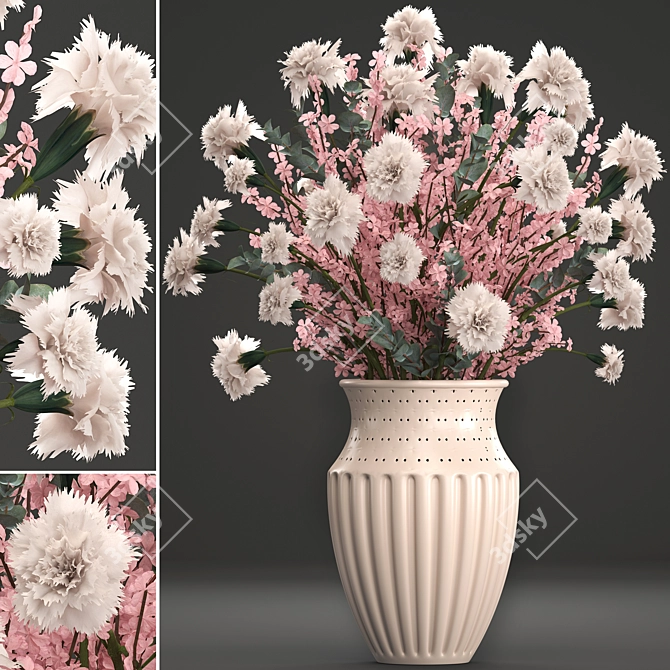 Cherry Blossom Carnation Bouquet 3D model image 1