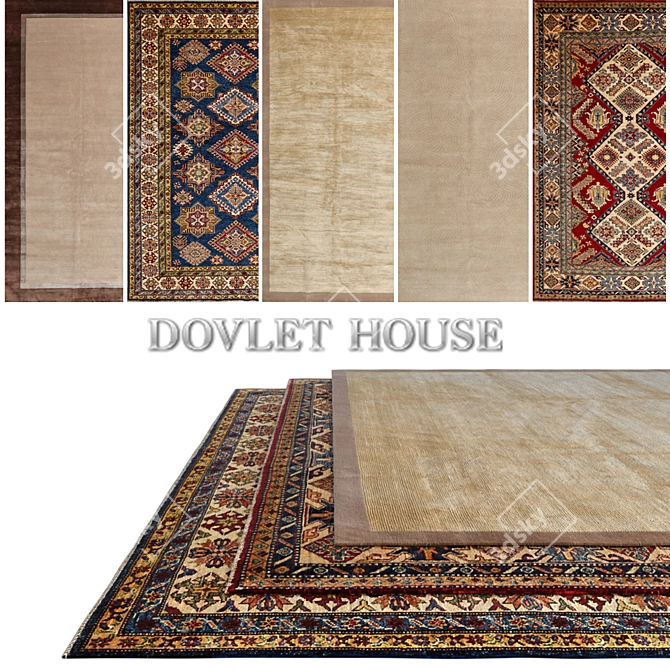 Luxury 5-Piece Carpets by DOVLET HOUSE 3D model image 1