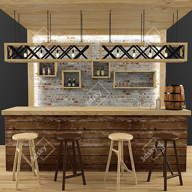 Restaurant Bar Set: 3D Model & Stylish Decor 3D model image 1