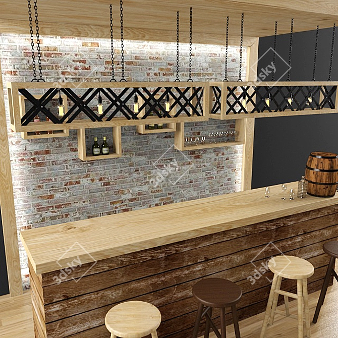 Restaurant Bar Set: 3D Model & Stylish Decor 3D model image 2